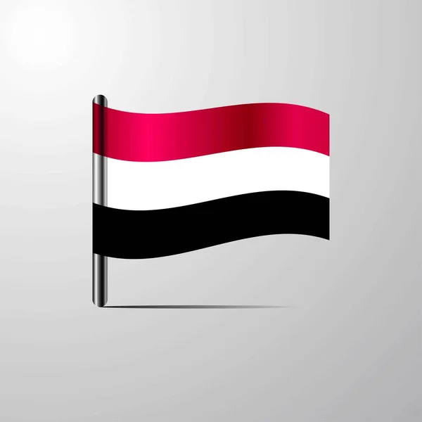 Jemen Viftande Glänsande Flaggan Design Vektor — Stock vektor