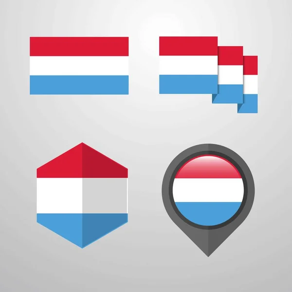 Luxemburgo Bandera Diseño Conjunto Vector — Archivo Imágenes Vectoriales