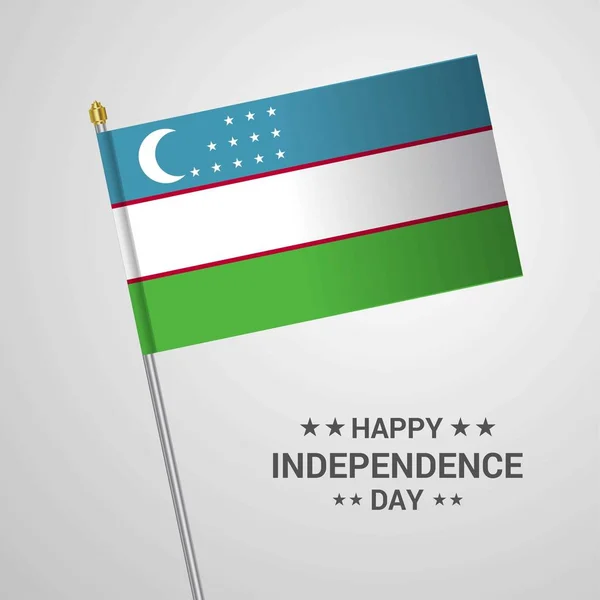 Niepodległość Uzbekistanu Dzień Projekt Typograficzny Flaga Wektor — Wektor stockowy
