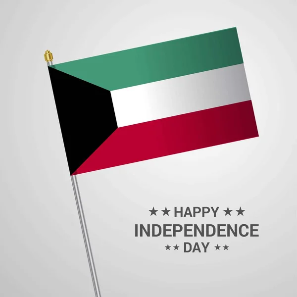 Projeto Tipográfico Dia Independência Kuwait Com Vetor Bandeira — Vetor de Stock