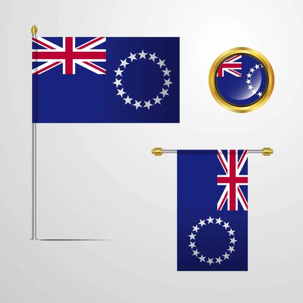 Νήσοι Κουκ Σημαία Εικονίδιο Εικονογράφηση Διάνυσμα — Διανυσματικό Αρχείο