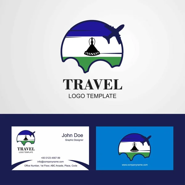 Resor Lesotho Flaggan Logotyp Och Visitkort — Stock vektor
