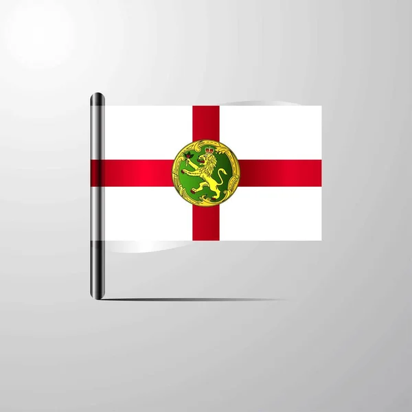 Alderney Ondeando Shiny Flag Vector Diseño — Vector de stock