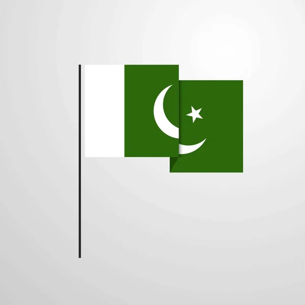 Pakistán Ondeando Bandera Diseño Vector — Vector de stock