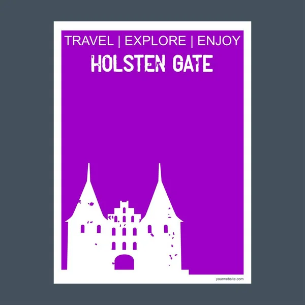 Holsten Gate Lbeck Alemania Monumento Folleto Hito Estilo Plano Tipografía — Vector de stock