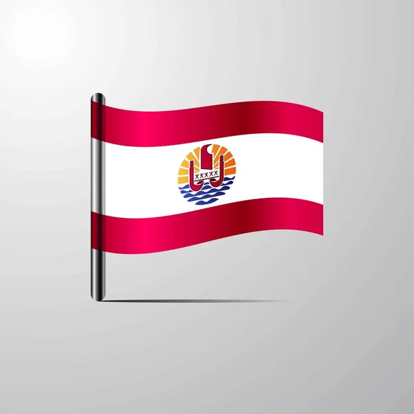 Frans Polynesië Zwaaien Glanzende Vlag Ontwerp Vector — Stockvector