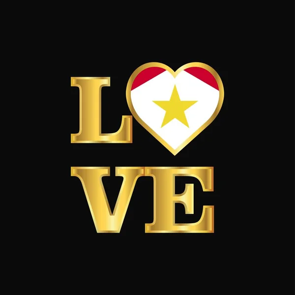 Tipografia Amor Saba Flag Design Vector Letras Douradas —  Vetores de Stock