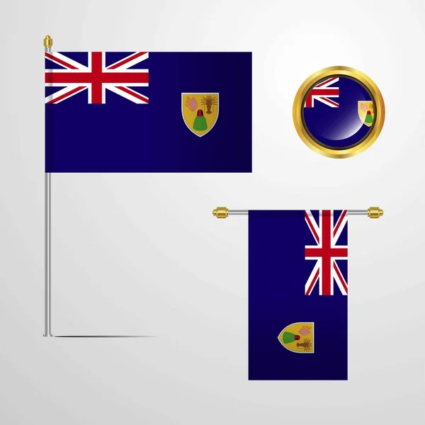 Ilustração Vetor Ícone Bandeira Das Ilhas Turks Caicos —  Vetores de Stock