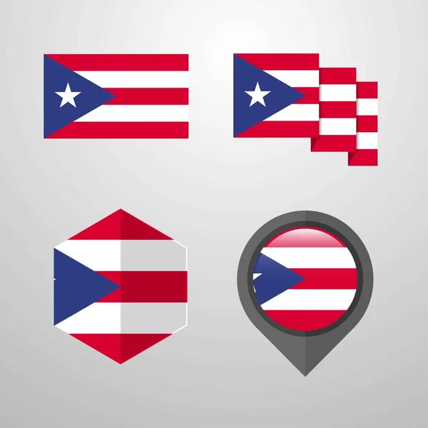 Wzór Flagi Puerto Rico Wektor Zestaw — Wektor stockowy