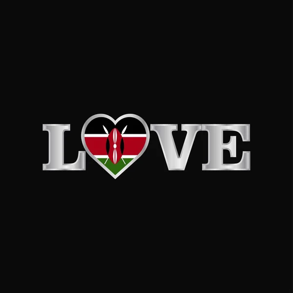 Tipografía Amor Con Vector Diseño Bandera Kenia — Archivo Imágenes Vectoriales