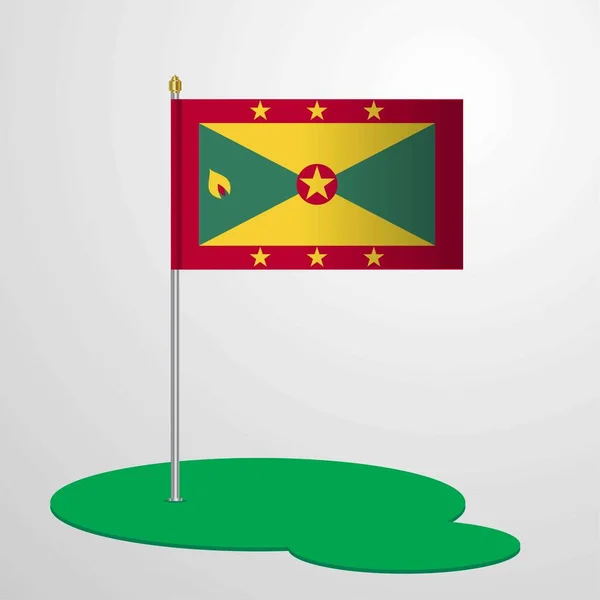 Grenada Flaggstång Vektorillustration — Stock vektor