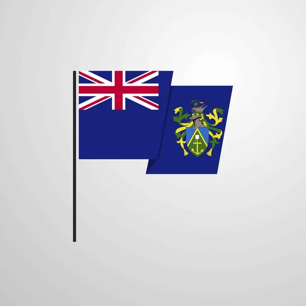 Pitcairn Islnand Zwaaien Vlag Ontwerp Vector — Stockvector