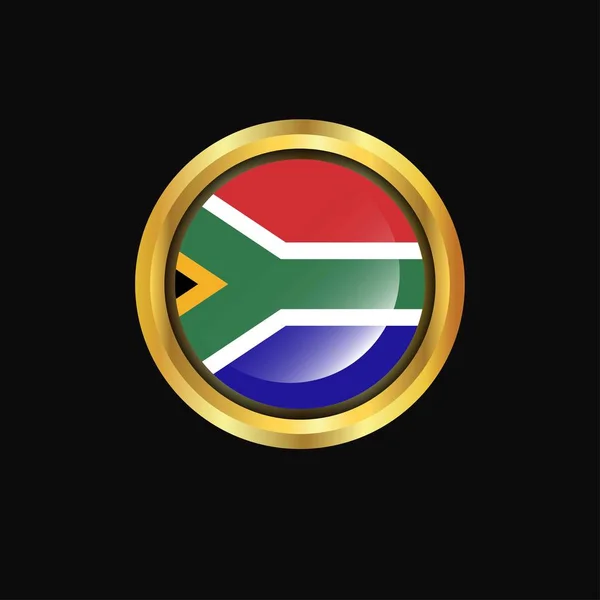Bandera Sudáfrica Botón Oro — Vector de stock