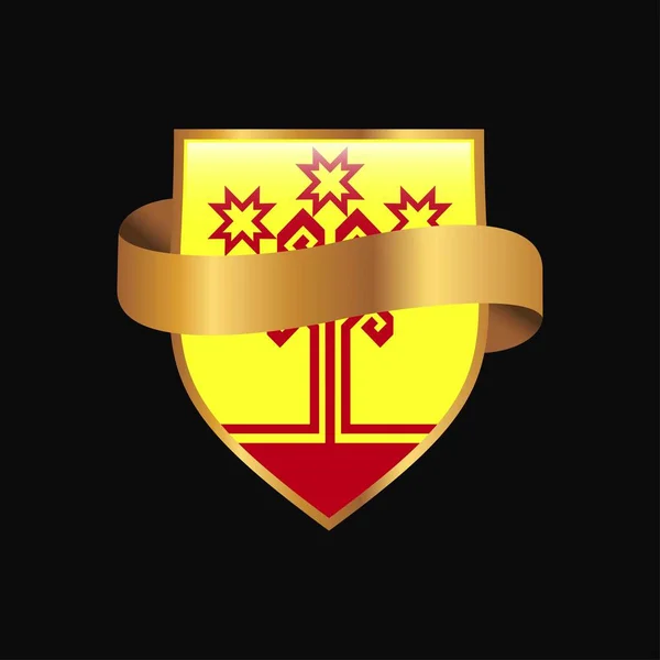 Chuvashia Flag Golden Badge Design Vector — Stock Vector