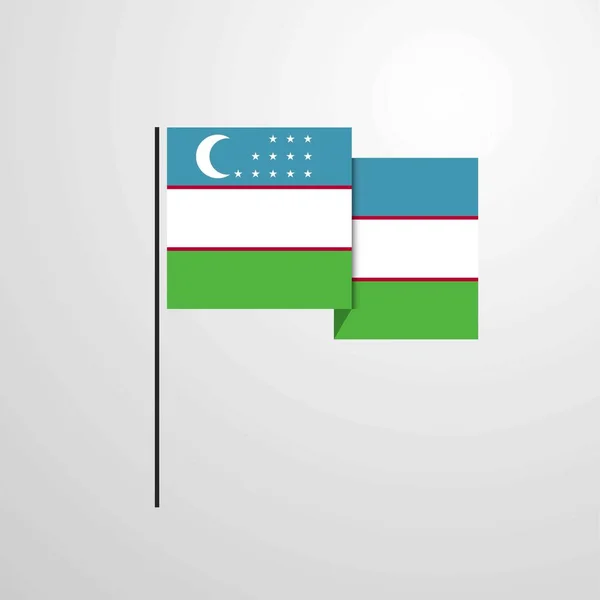 Özbekistan Bayrağı Tasarlamak Vektör Sallayarak — Stok Vektör