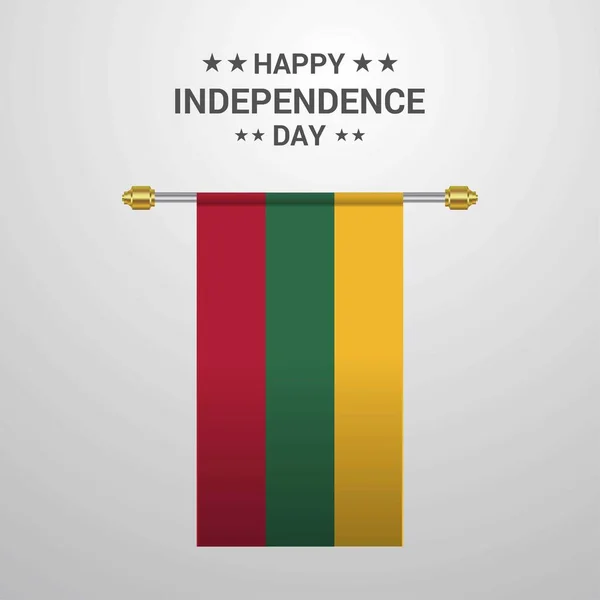 День Незалежності Литви Прапор Фоні Повішення — стоковий вектор
