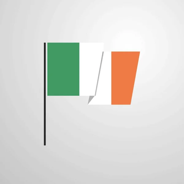 Ireland Waving Flag Design Vector — Stock Vector