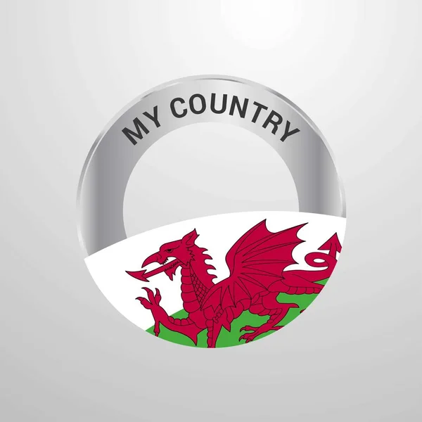 Wales Mitt Lands Flagg Badge — Stock vektor