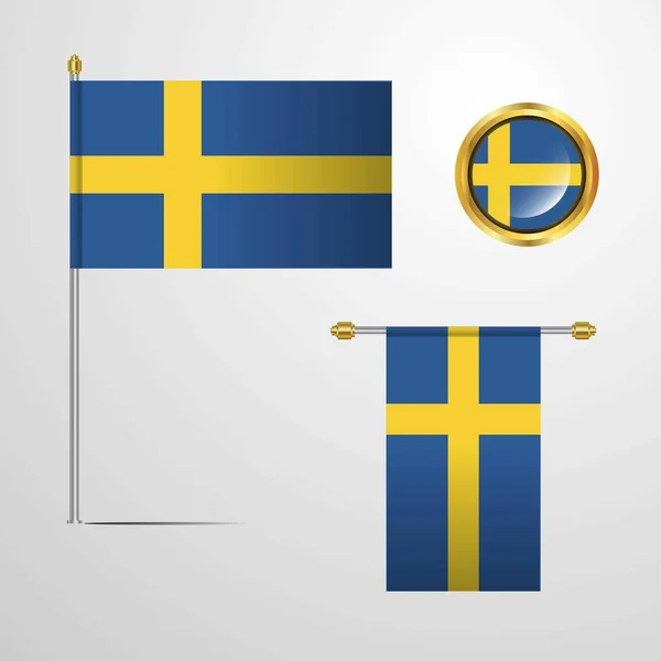 Schwedische Flagge Symbol Vektor Illustration — Stockvektor