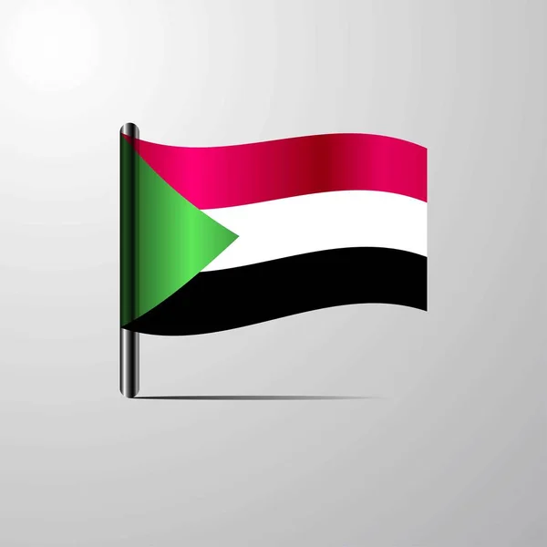 Sudan Macha Błyszczący Flaga Wektor — Wektor stockowy