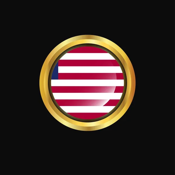Bandeira Libéria Botão Dourado —  Vetores de Stock