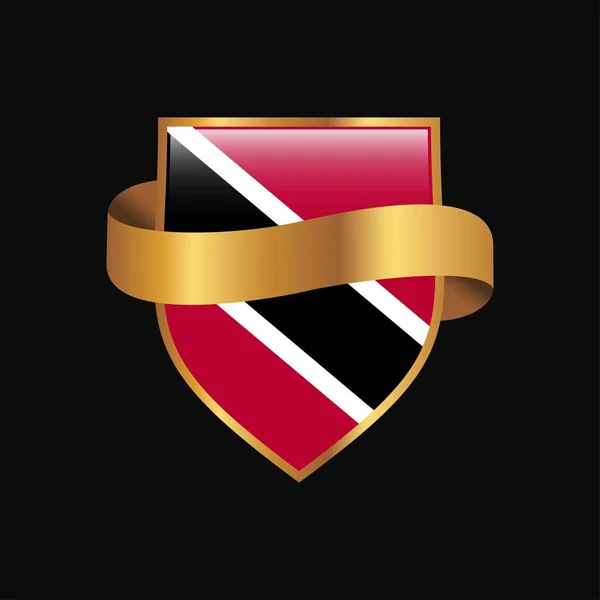 Trinidad Tobago Bayrak Altın Rozet Tasarlamak Vektör — Stok Vektör