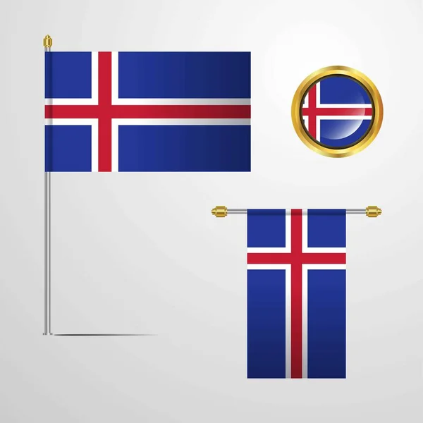 Isländische Flagge Symbol Vektor Illustration — Stockvektor