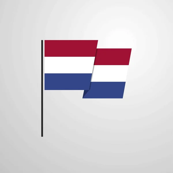 Países Bajos Ondeando Bandera Diseño Vector — Vector de stock