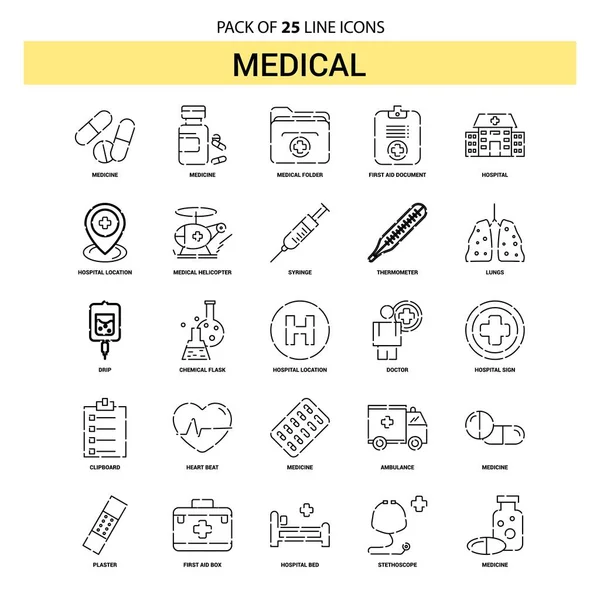 Medizinisches Liniensymbolset Gestrichelte Umrisse — Stockvektor