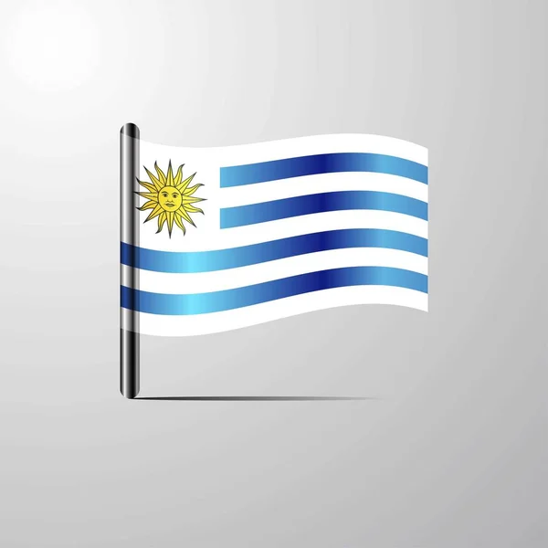 Uruguay Ondeando Shiny Flag Vector Diseño — Vector de stock