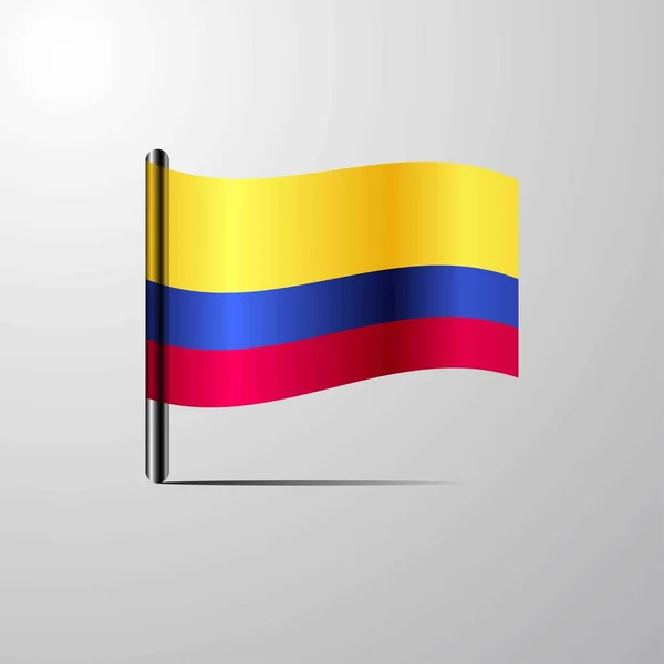 Colombia Ondeando Shiny Flag Vector Diseño — Archivo Imágenes Vectoriales