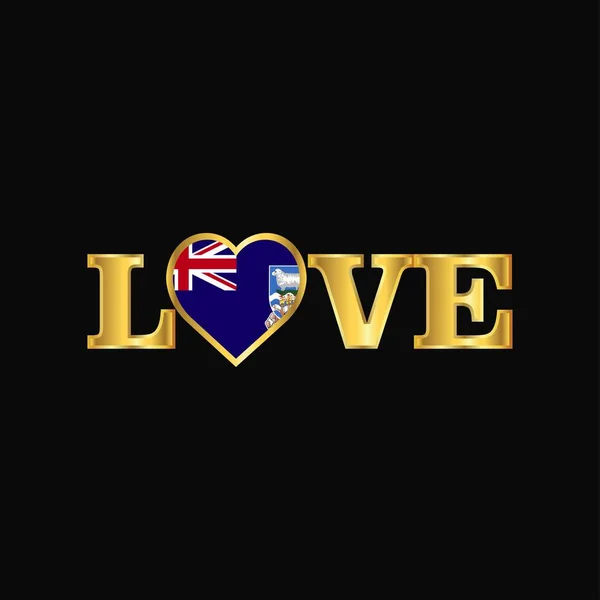 Golden Love Typography Falkland Islands Flag Design Vector — Stock Vector