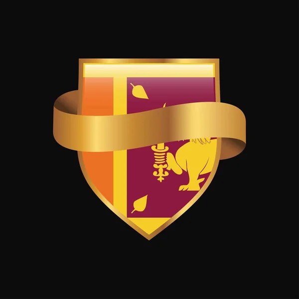 Bandera Sri Lanka Golden Badge Design Vector — Vector de stock