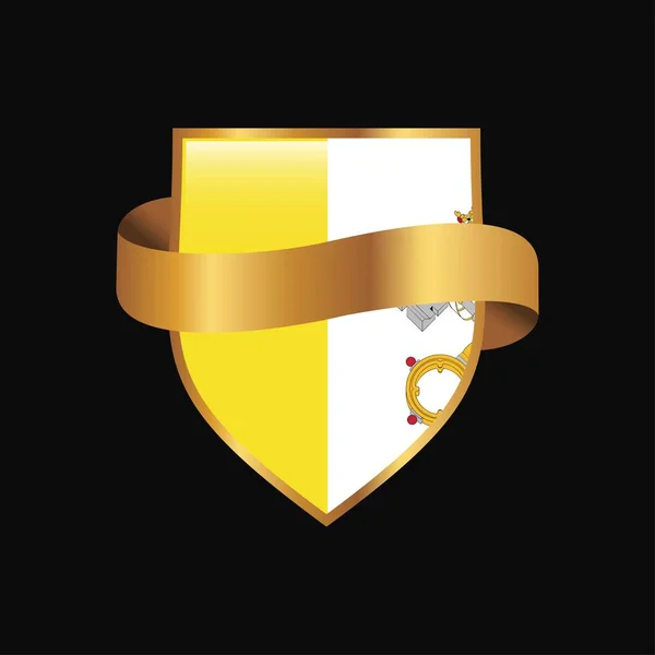 Città Del Vaticano Santa Sede Bandiera Golden Badge Design Vector — Vettoriale Stock