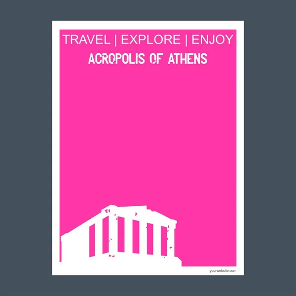 Akropolis Van Athene Griekenland Monument Landmark Brochure Vlakke Stijl Typografie — Stockvector