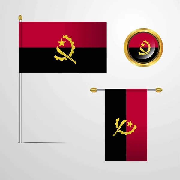 Ícone Bandeira Angola Ilustração Vetorial —  Vetores de Stock