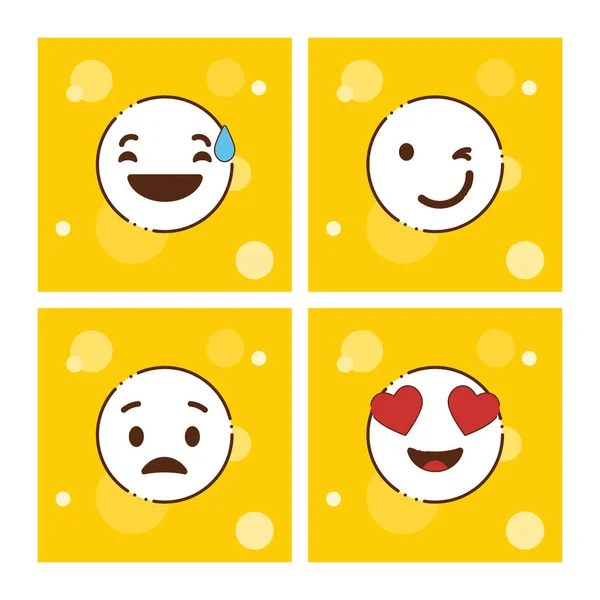 Uppsättning Gula Emojis Design Vektor — Stock vektor