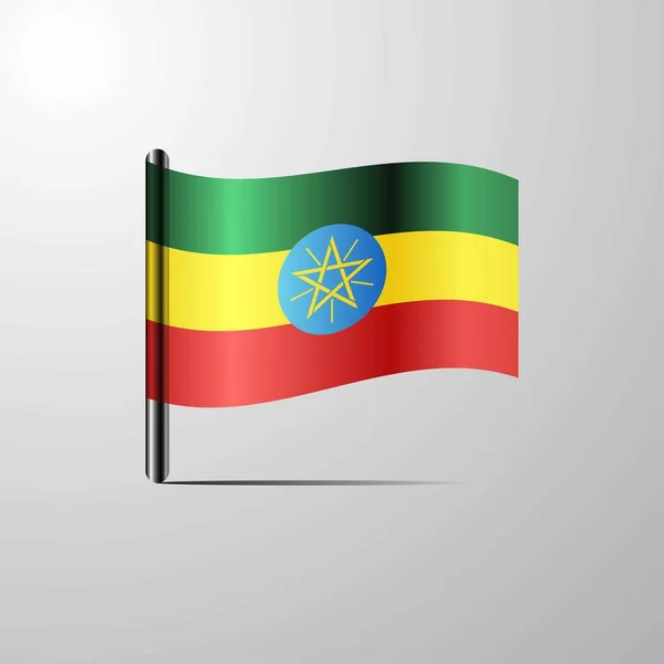 Etiópia Integetett Fényes Zászló Design Vektor — Stock Vector