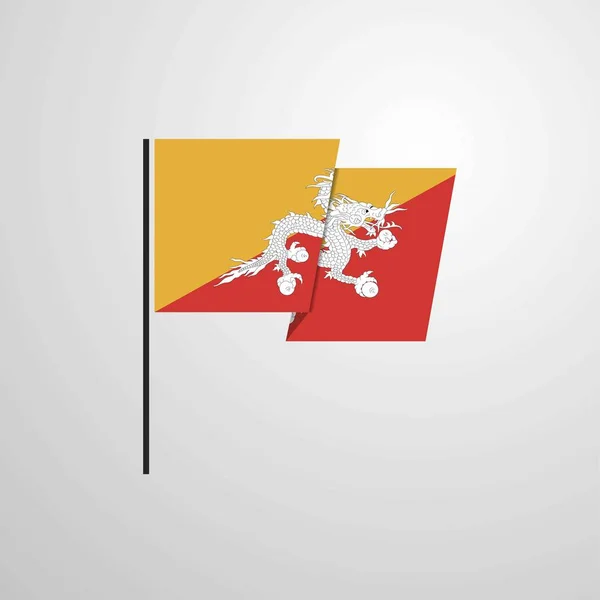 Вектор Размахивания Флагом Бутана — стоковый вектор