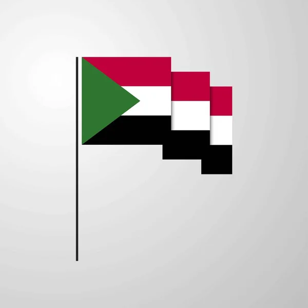 Sudan Schwenkt Fahne Kreativen Hintergrund — Stockvektor