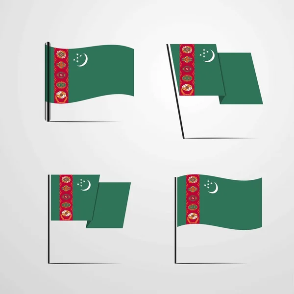 Ilustração Vetor Ícone Bandeira Turquemenistão — Vetor de Stock