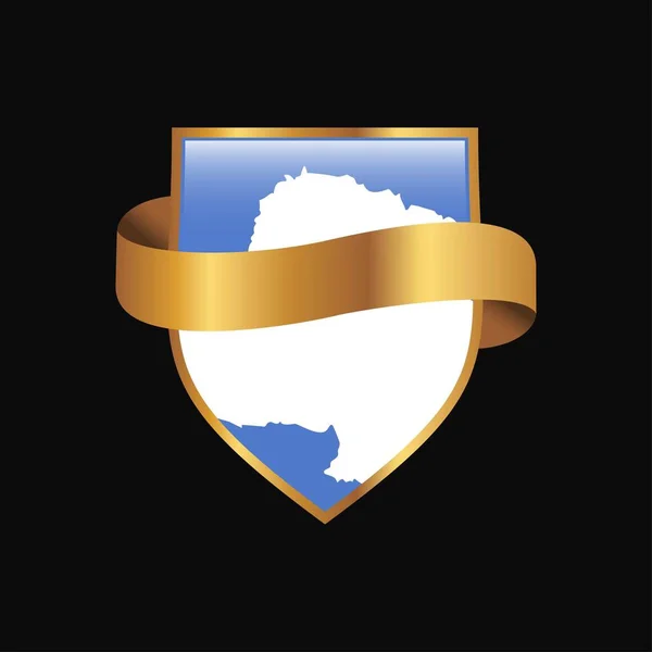 Antarktis Flagga Golden Badge Design Vektor — Stock vektor