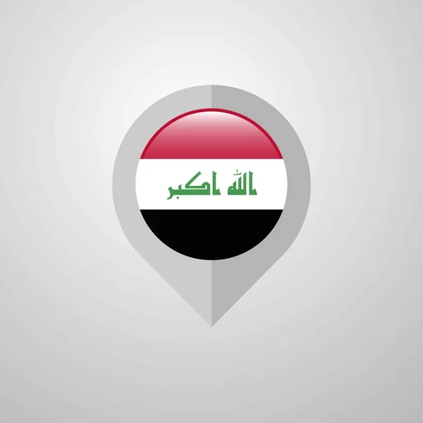 Mapa Navigační Ukazatel Irák Vlajky Designu Vektor — Stockový vektor