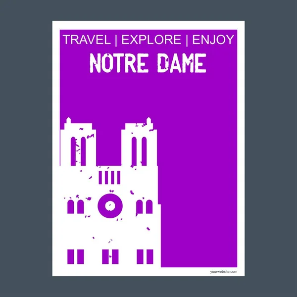 Notre Dame Parigi Francia Depliant Monumentale Stile Piatto Vettore Tipografico — Vettoriale Stock