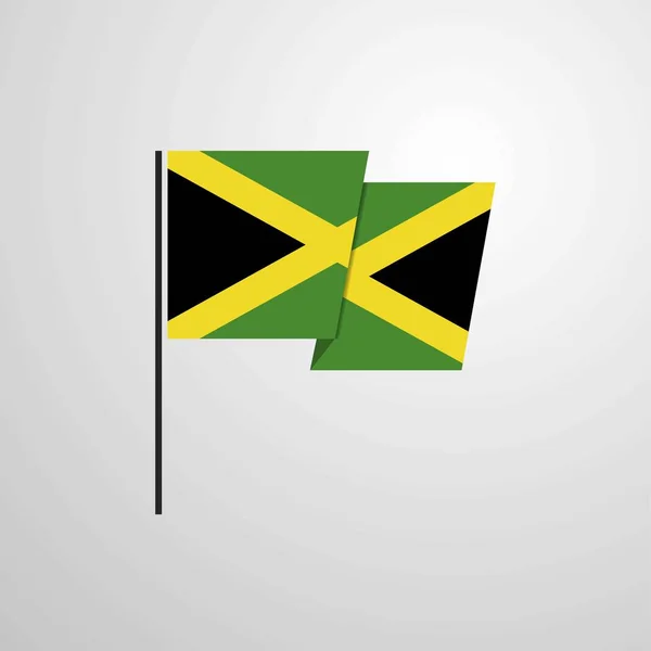 Jamaica Viftande Flagga Design Vektor — Stock vektor