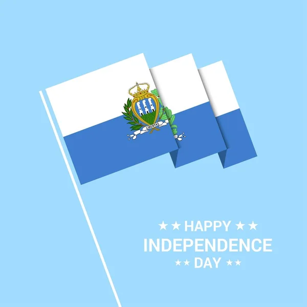 Día Independencia San Marino Diseño Tipográfico Con Vector Bandera — Archivo Imágenes Vectoriales