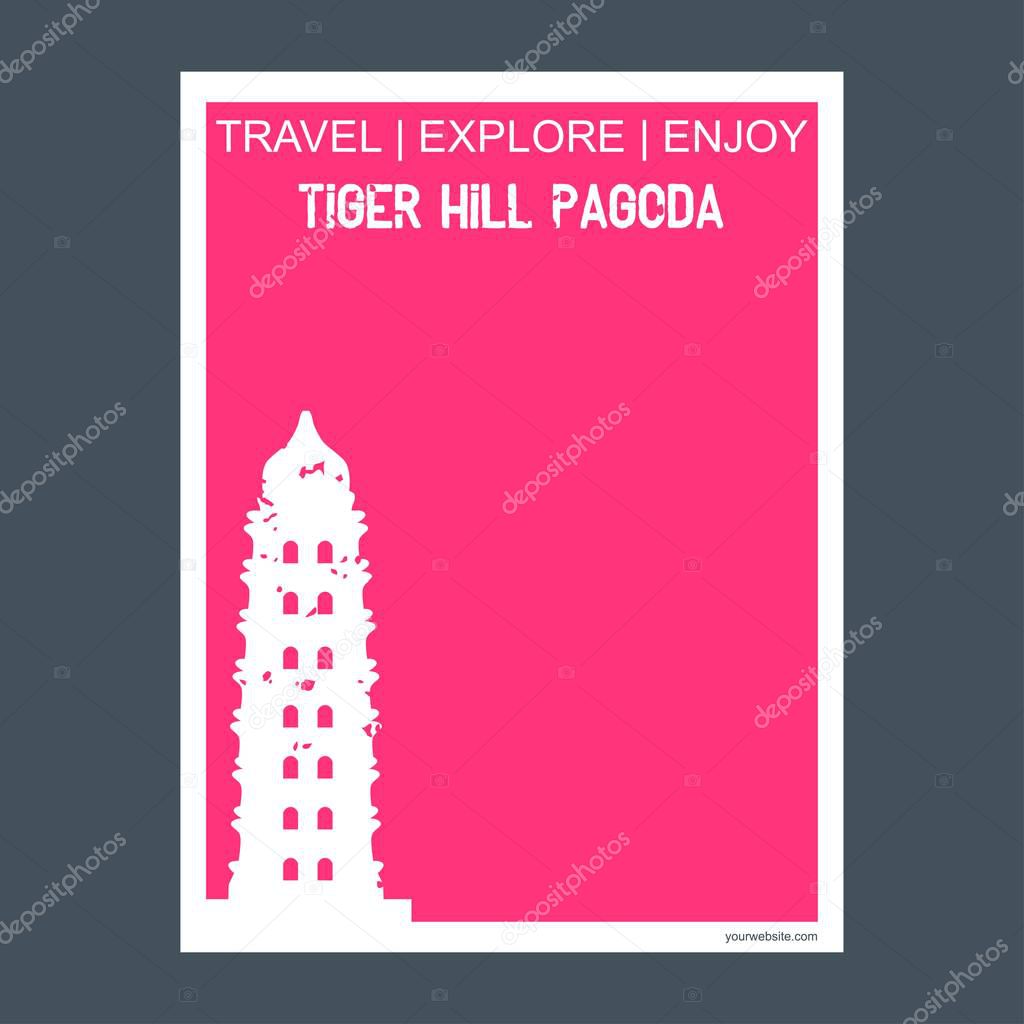 Tiger Hill Pagoda Suzhou, China monument landmark brochure Flat style and typography vector