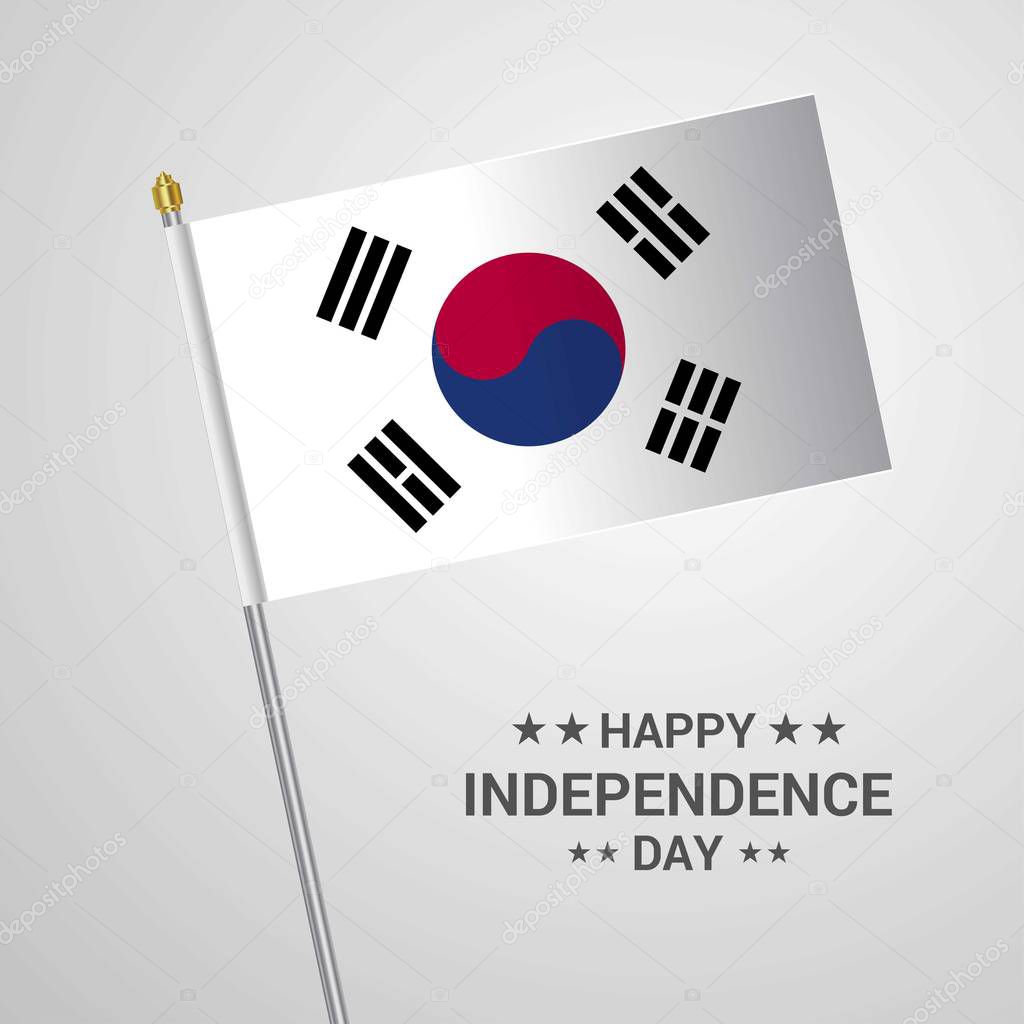 Korea South Independence day typographic design with flag vector
