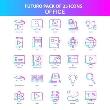 25 mavi ve pembe Futuro Office Icon Pack