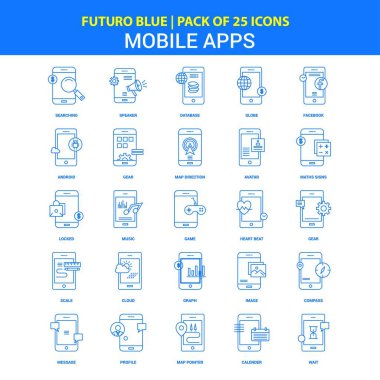 Mobil apps simgeler - Futuro mavi 25 Icon pack